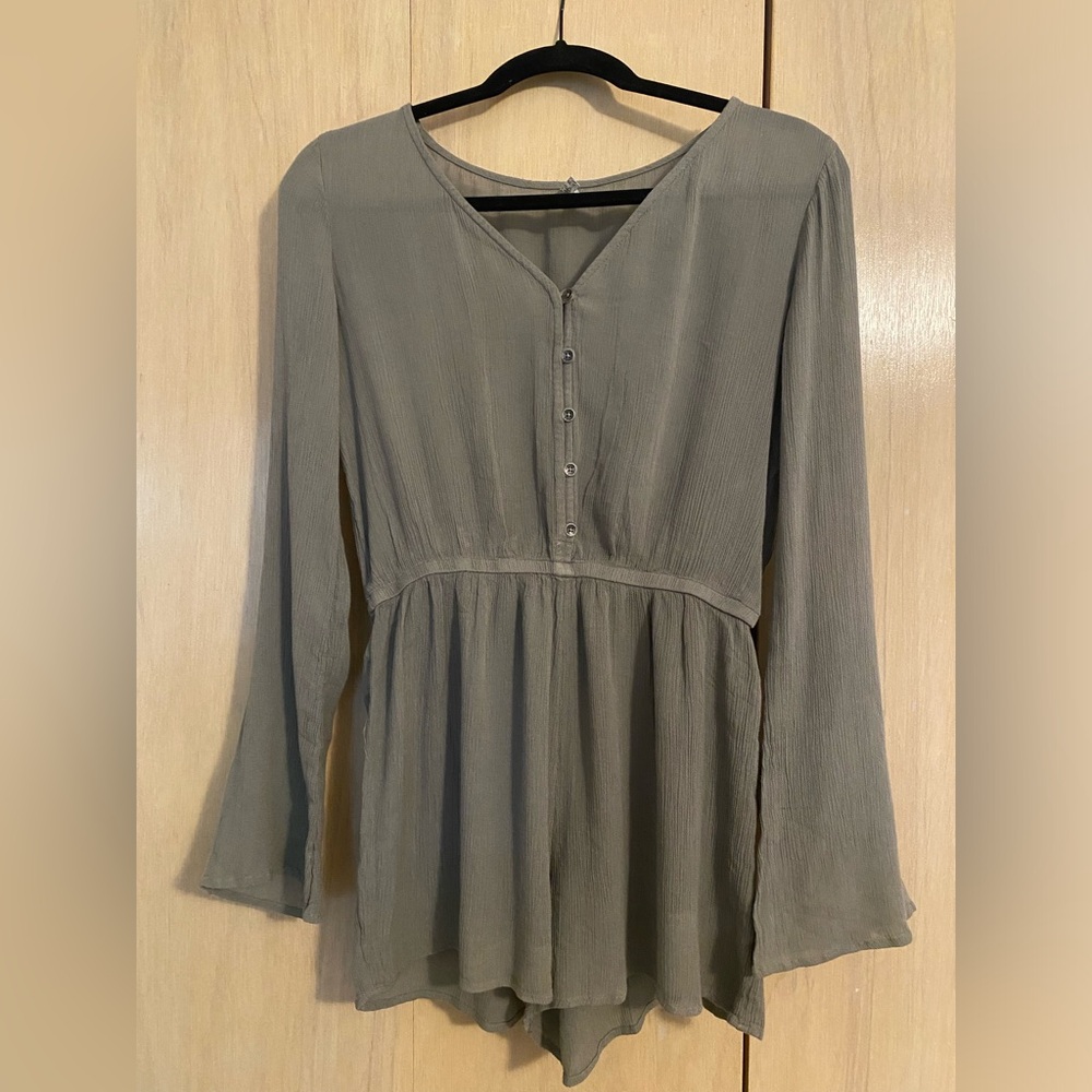 Women’s Mudd Olive Green Long Sleeve Romper - Size S